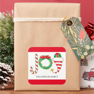 Joy Christmas Watercolor Stickers