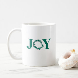 Joy Christmas Wreath with Berries Coffee Mug