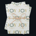 "Joy" Christmas Wreath Wrapping Paper Sheet<br><div class="desc">"Joy" Christmas Wreath design.</div>