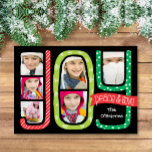 JOY Collage Christmas Photo Card Hand Drawn<br><div class="desc">Bright,  bold and whimsical hand-drawn JOY collage photo Christmas card.</div>