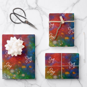 Joy colourful red abstract art Christmas Joy Wrapping Paper Sheet