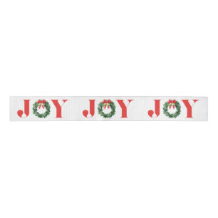 Joy Cozy Red Green Wreath Christmas Grosgrain Ribb Grosgrain Ribbon