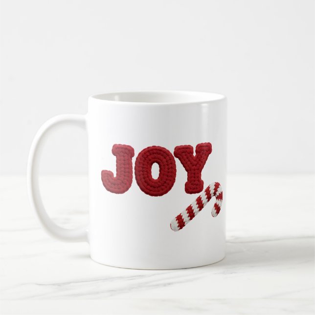 Joy Crochet Christmas Candy Cane Mug (Left)