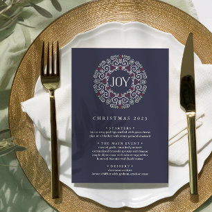 Joy Custom Christmas Dinner Menu Invitation