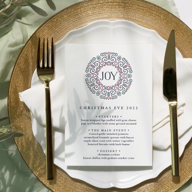 Joy | Custom Christmas Eve Dinner Menu Invitation (Creator Uploaded)