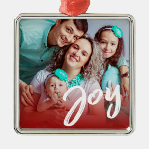 Joy Custom Photo Christmas Personalised Keepsake Metal Tree Decoration
