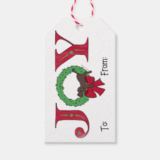 Joy Cute Puppy Festive Wreath Classic Holiday Gift Tags