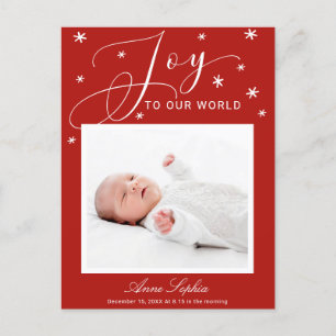Joy Cute Script Photo Christmas Birth Announcement
