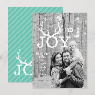 Joy Deer Antlers Holiday Christmas Any Colour Back Card