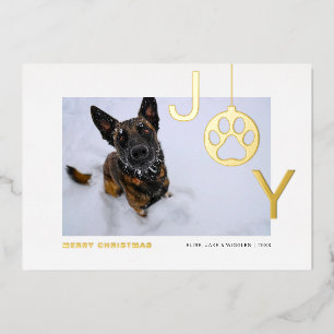 Joy Dog Photo Modern  Foil Holiday Card