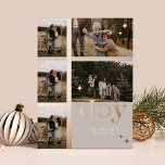 Joy Elegant Plaid 5 Family Photo Plaid Collage Foil Holiday Card<br><div class="desc">Spread the joy this holiday season with our elegant foil and plaid 5 photo collage holiday card. The design features "Joy" in bold elegant foil letters. The photo is placed within the plaid pattern design with the letter overlay. Personalise with family signature and year. Design by Moodthogy Papery.</div>
