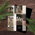 Joy Elegant Plaid 5 Family Photo Plaid Collage Foil Holiday Card<br><div class="desc">Spread the joy this holiday season with our elegant foil and plaid 5 photo collage holiday card. The design features "Joy" in bold elegant foil letters. The photo is placed within the plaid pattern design with the letter overlay. Personalise with family signature and year. Design by Moodthogy Papery.</div>
