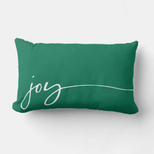 Joy Emerald Green Elegant Simple Script Lumbar Cushion