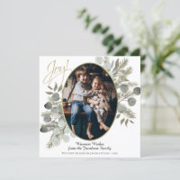 Joy! Eucalyptus Leaves & Pine Gold Photo Frame
