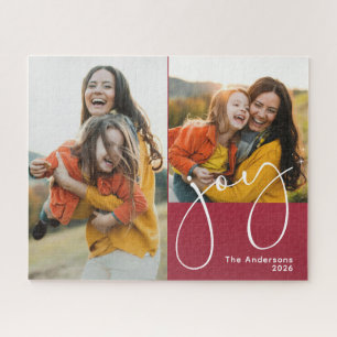 Joy Family 2 Photo Christmas Jigsaw Puzzle