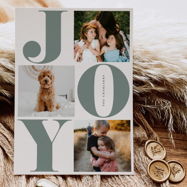 Joy Family Holiday Collage Photo Cards (Creator Uploaded)