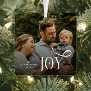 Joy Family Photo Christmas  Metal Tree Decoration