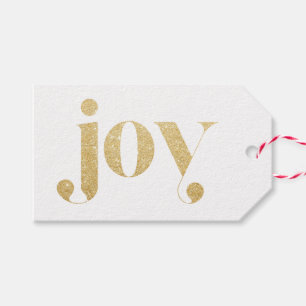 Joy Faux Gold Glitter Typography Festive Holiday Gift Tags