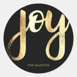 Joy Faux Gold Typography Christmas Sticker