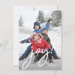 Joy Festive Christmas Handwritten Script Photo Holiday Card