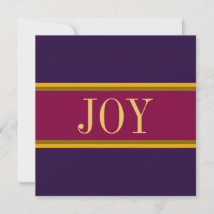 JOY Festive Colourful Burgundy Red Purple Stripes Holiday Card