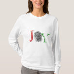 Joy Fingerprint T- shirt<br><div class="desc">Joy is the word in a nutshell. Say it all for the holidays boldly. You can use the fingerprint as an 'O' to change and upload your own letters to personalise and create your own text message or name. Have fun! If you would like the design moved from front to...</div>