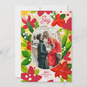 Joy Floral Christmas Bright Botanical Photo Holiday Card