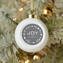 Joy Floral Christmas Wreath Family Custom Name