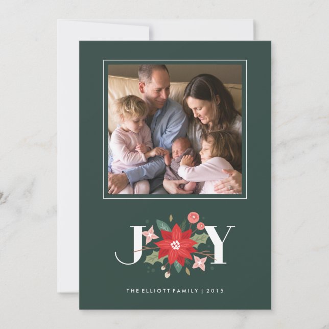 Joy Flourish Holiday Card - Pine (Front)