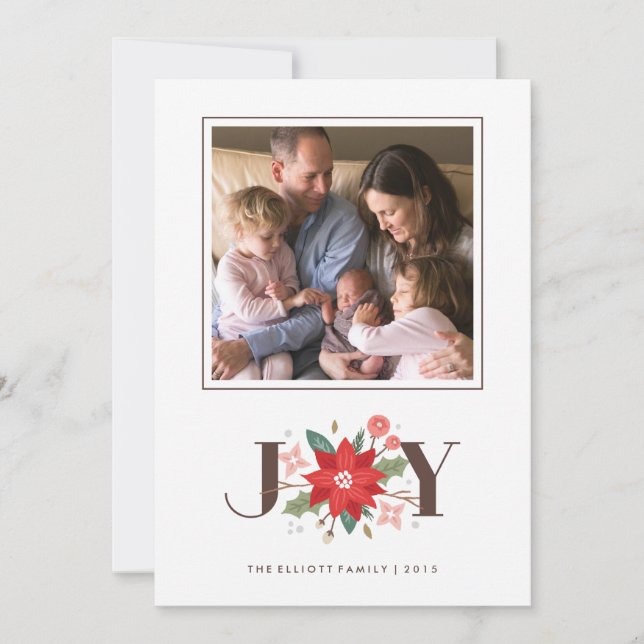 Joy Flourish Holiday Card - White (Front)