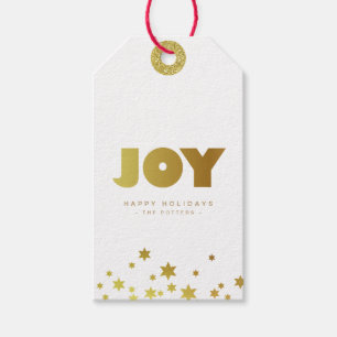 Joy Fun Christmas White & Gold Mini Gift Tags