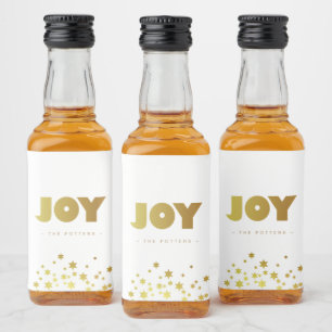 Joy Fun Christmas White & Gold Mini Liquor Bottle Label