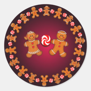 JOY, GINGERBREAD KIDS & CANDY by SHARON SHARPE Classic Round Sticker