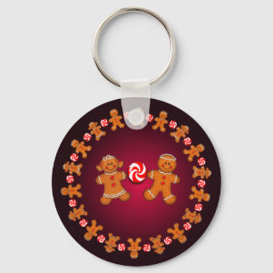 JOY, GINGERBREAD KIDS & CANDY by SHARON SHARPE Key Ring