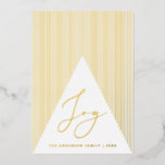 Joy. Gold Christmas modern geometric winter tree Foil Holiday Card<br><div class="desc">"Joy" Holiday Christmas card with gold modern geometric winter tree.</div>