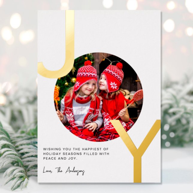 Joy Gold foil white elegant minimalist Christmas Holiday Card (Creator Uploaded)