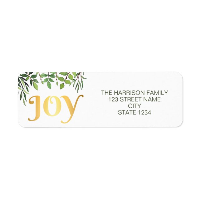 Joy Gold Green Leaves Return Address (Front)