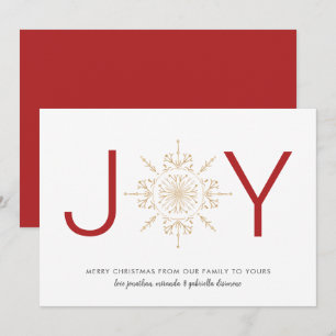 JOY Gold Snowflake Christmas Holiday Card