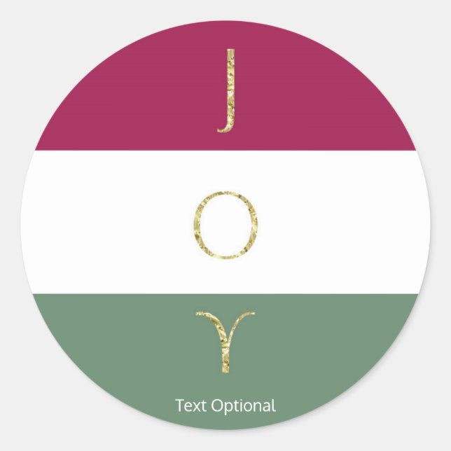 JOY Gold Sparkle Colour block Holiday Custom Party Classic Round Sticker (Front)