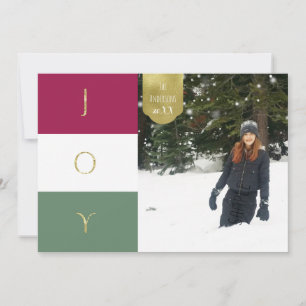 JOY Gold Sparkle Colour block Holiday Photo