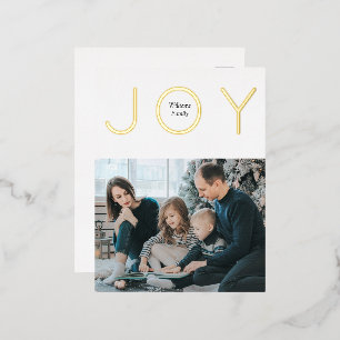 Joy Golden Christmas Foil Holiday Postcard