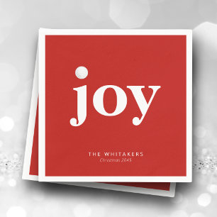Joy Golf Holiday Personalized Name Typography Red Napkin