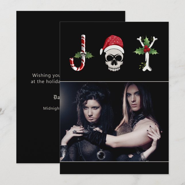 Joy Gothic Christmas Photo Holiday Card (Front/Back)