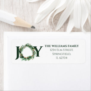 Joy Greenery Christmas Wreath Return Address