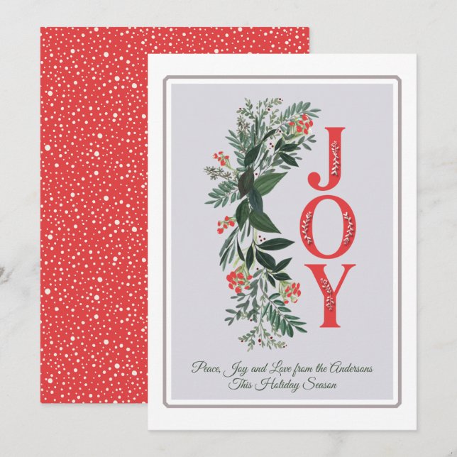 Joy Greenery Classic Grey Frame Peace Love Holiday (Front/Back)