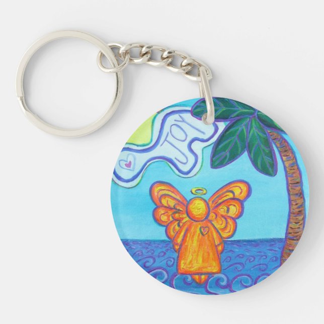 Joy Guardian Beach Angel Custom Keychain (Front)