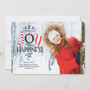Joy & Happiness Flat Christmas Holiday Photo Card