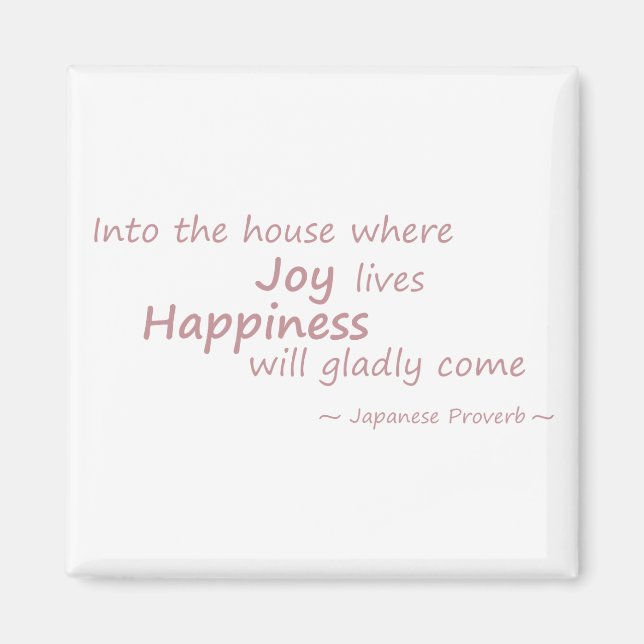 Joy, happiness pink magnet (Front)
