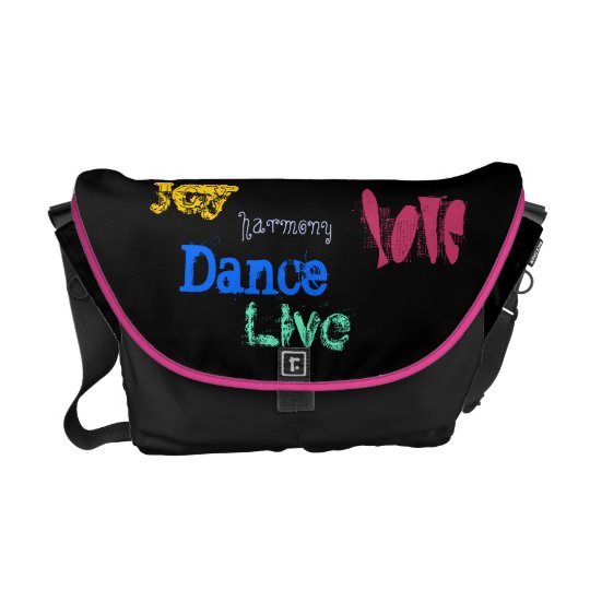 Joy Harmony Love Live Dance quotation black messen Messenger Bags