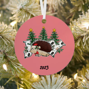Joy Hedgehog Christmas Metal Tree Decoration